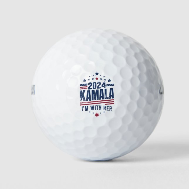 Ich bin mit ihrer Kamala-Abstimmung für 2024 Kamal Golfball (Vorderseite)