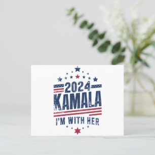 Ich bin mit ihrer Kamala-Abstimmung für 2024 Kamal Postkarte