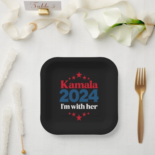 Ich bin mit ihrer Kamala-Abstimmung für den Präsid Pappteller (Hochzeit)