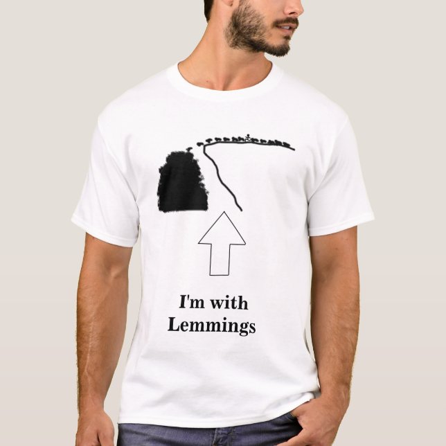 Ich bin mit Lemmingen T-Shirt (Vorderseite)