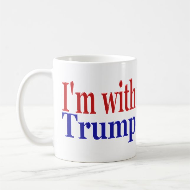 Ich bin mit Trump mit rotem blauen Halbtext Kaffeetasse (Links)