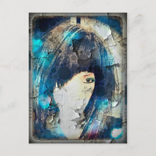 Ich bin mit Wig Blue Postcard Postkarte