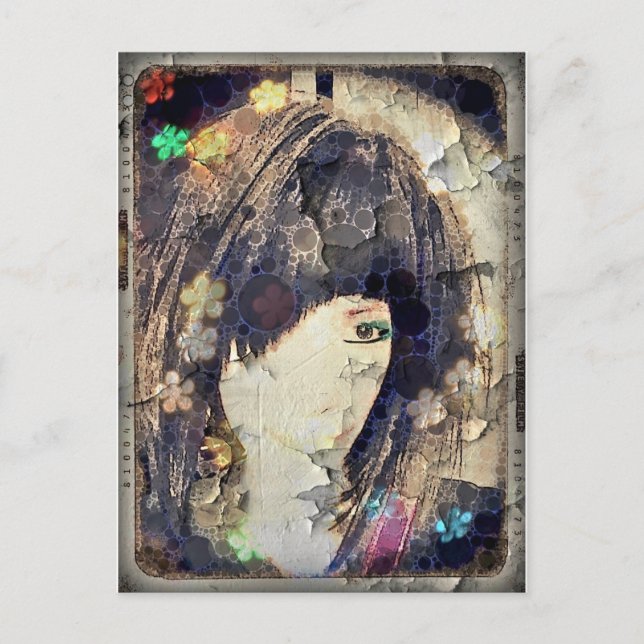 Ich bin mit Wig Floral Postcard Postkarte (Vorderseite)