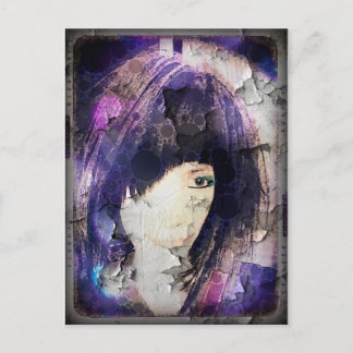 Ich bin mit Wig Lila Postkarte
