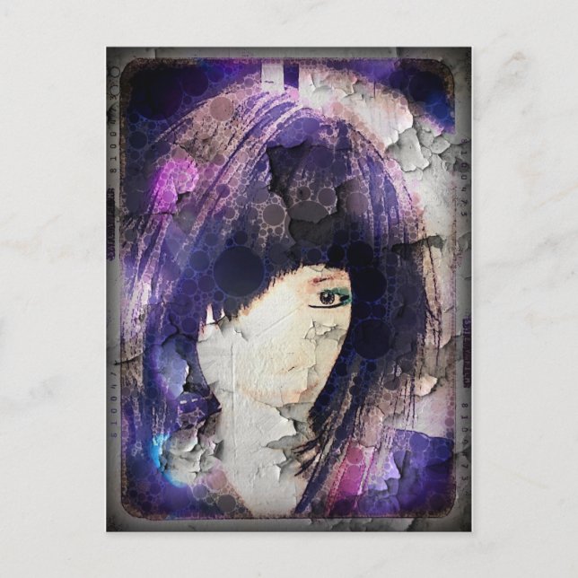 Ich bin mit Wig Lila Postkarte (Vorderseite)