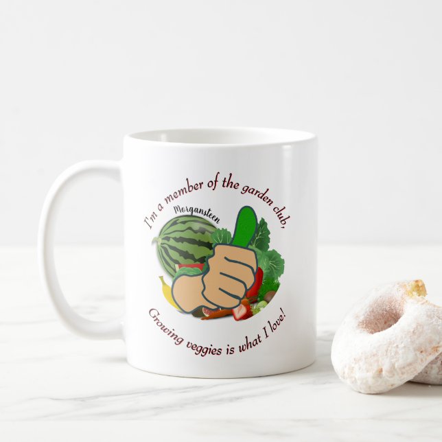 Ich bin Mitglied im Gartenverein, ich liebe Gemüse Kaffeetasse (Mit Donut)