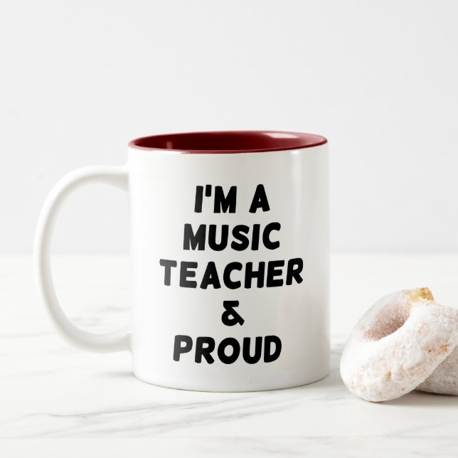 ICH BIN MUSIKLEHRER UND PROUD-KAFFEE-TASSE ZWEIFARBIGE TASSE (Mit Donut)