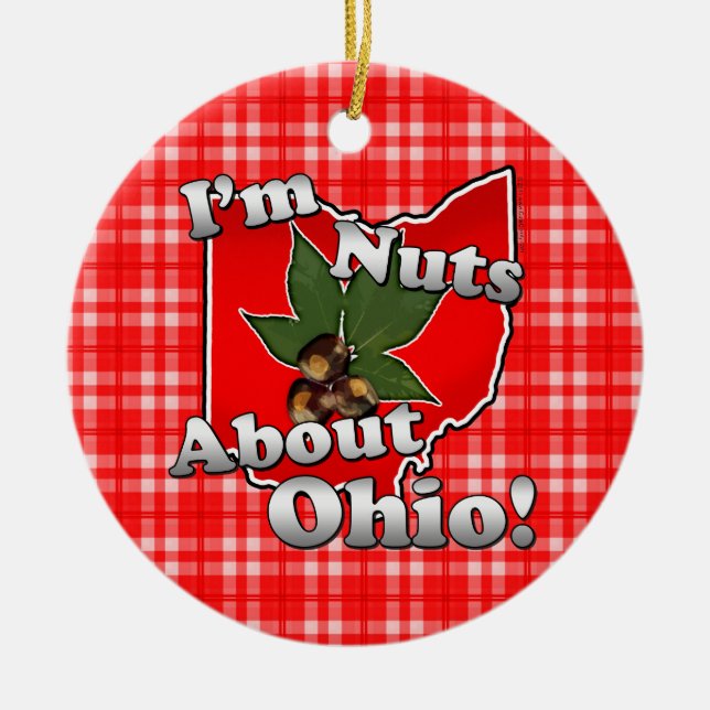 Ich bin Nackt über Ohio, Funny Red Buckeye Nut Keramikornament (Vorne)