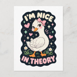 Ich bin nett in der Theorie Gänse Humor Postkarte