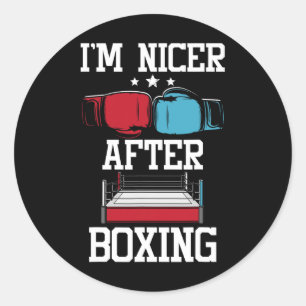 Ich bin netter nach dem Boxen - Kickboxen Kickboxe Runder Aufkleber