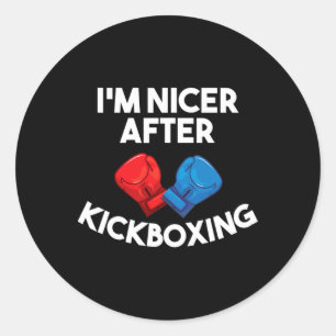 Ich bin netter nach Kickboxen Kampf Comt Sport Out Runder Aufkleber