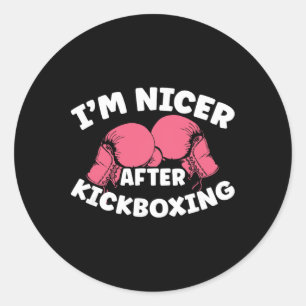 Ich bin netter nach Kickboxen MMA Kickboxen Kickbo Runder Aufkleber