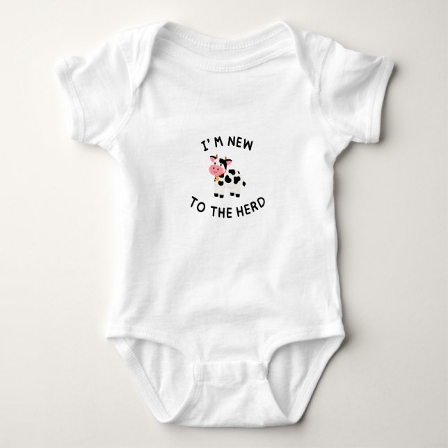 Ich bin neu im Herd Baby Bodysuit | Funny Cow Baby Strampler (Vorderseite)