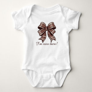 Ich bin neu, kariertes Design Baby Strampler