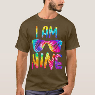 Ich bin neunjährig Gefärbte Krawatte glücklich Geb T-Shirt