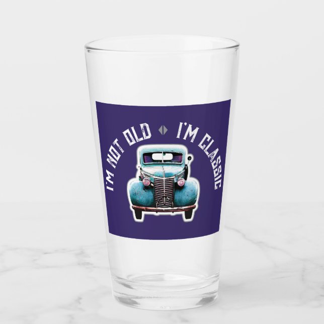 Ich bin nicht alt, ich bin klassischer Autos-Grafi Glas (Vorderseite)