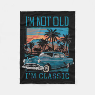 Ich bin nicht alt im Clic Vintage Car Retro Sunset Fleecedecke