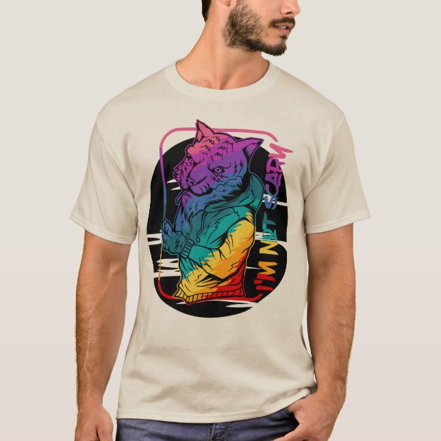 Ich bin nicht Beängstigend - farbenfroher Wolf Gra T-Shirt (Vorderseite)