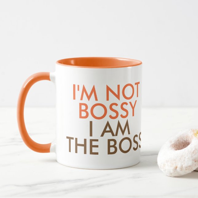 Ich bin nicht ich bin die Chef-Sprichwort-Orange Tasse (Mit Donut)
