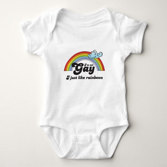Ich bin NICHT, ICH MAG GERADE REGENBOGEN Baby Strampler (Vorderseite)