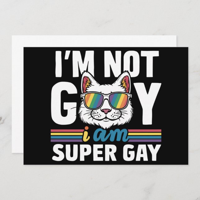 Ich bin nicht schwul, ich bin Super Gay LGBT Gay P Einladung (Vorne/Hinten)