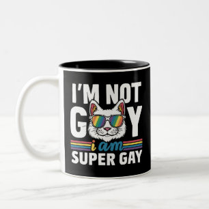 Ich bin nicht schwul, ich bin Super Gay LGBT Gay P Zweifarbige Tasse