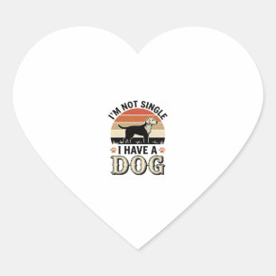 Ich bin nicht Single, ich habe einen Hund Vintage- Herz-Aufkleber