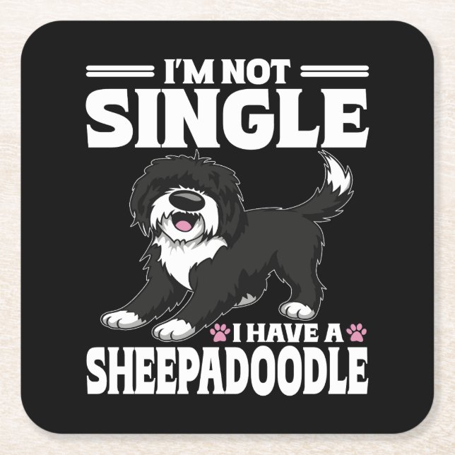 Ich bin nicht Single, ich habe einen Sheepadoodle- Rechteckiger Pappuntersetzer (Vorderseite)