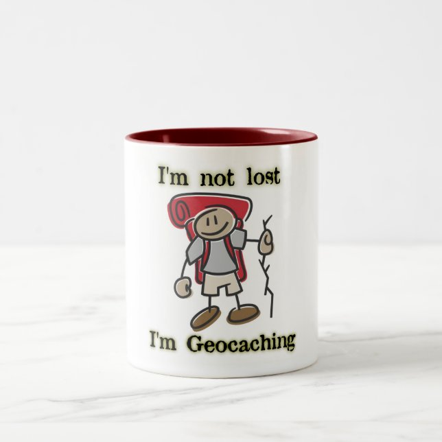Ich bin nicht verloren ich bin Geocaching coole Zweifarbige Tasse (Mittel)