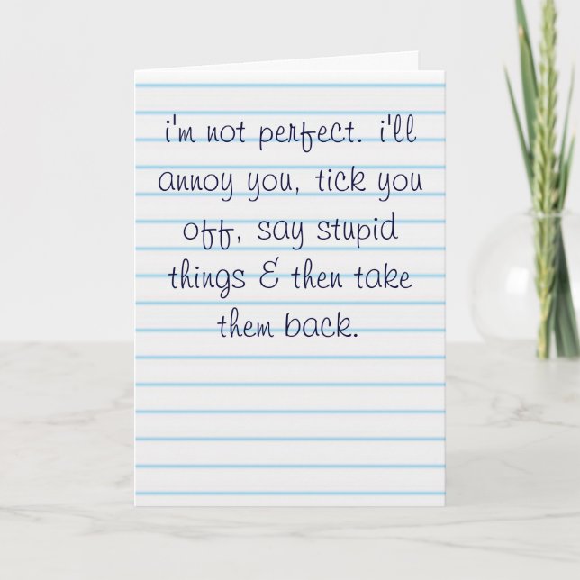 Ich bin nicht vollkommen karte (Vorderseite)