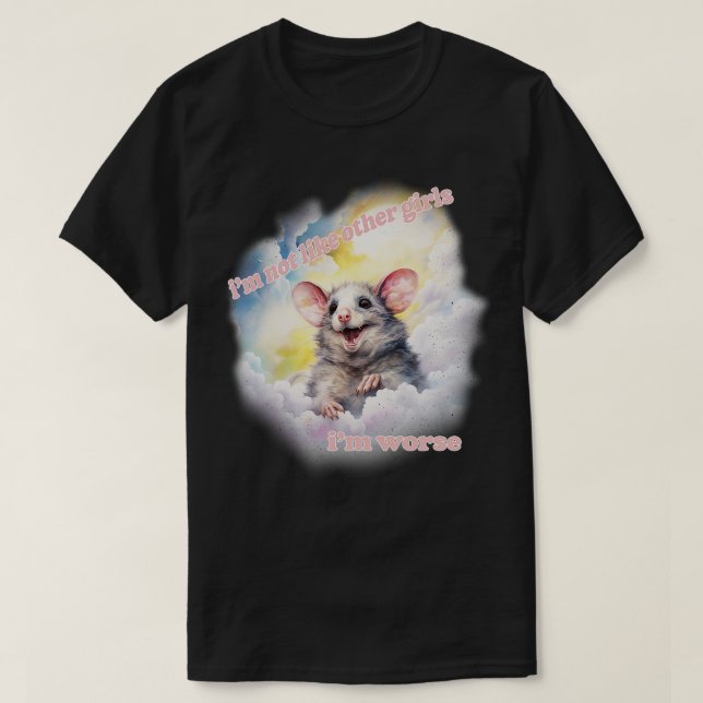 Ich bin nicht wie andere Girls Niedlicher Possum T-Shirt (Design vorne)