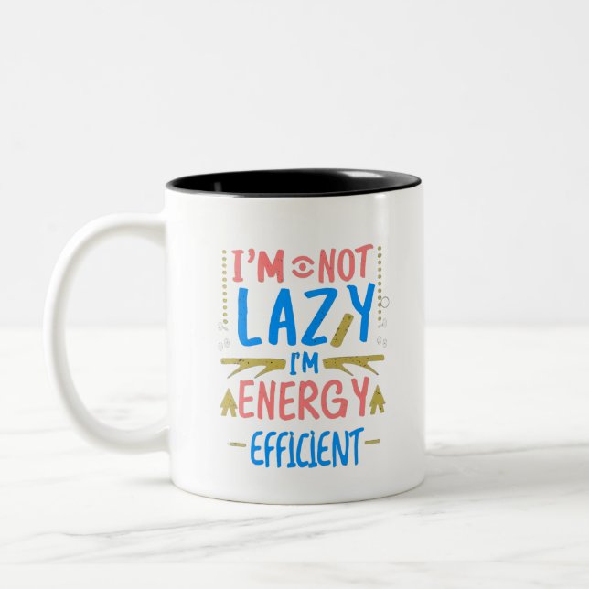 Ich bin nicht zuhause, ich bin energiesparend und  zweifarbige tasse (Links)