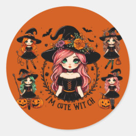 Ich bin Niedlich Hexenkleber Runder Aufkleber