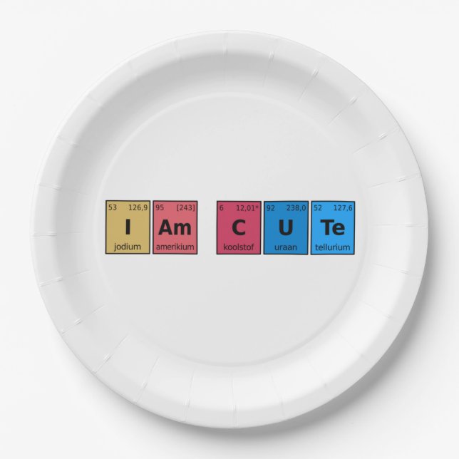 Ich bin Niedliche Periodic-Tabelle Pappteller (Vorderseite)