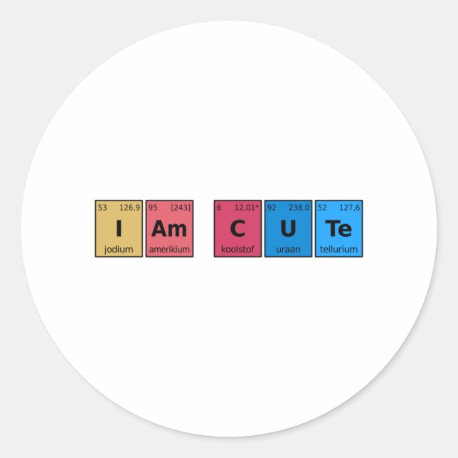 Ich bin Niedliche Periodic-Tabelle Runder Aufkleber (Vorderseite)