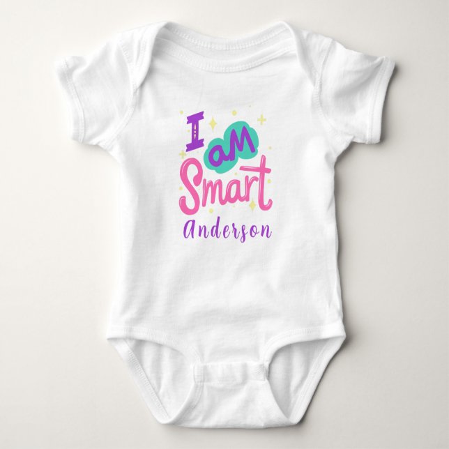 Ich bin Niedlicher Smart Personalisiert Name Baby Strampler (Vorderseite)