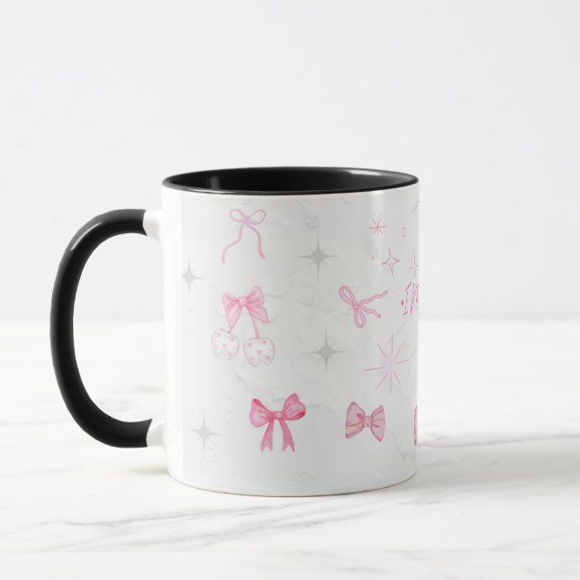 Ich bin nur ein ästhetischer Becher / Rosa Schleif Tasse (Links)