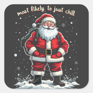 Ich bin nur ein cooler Typ Weihnachten Santa Claus Quadratischer Aufkleber