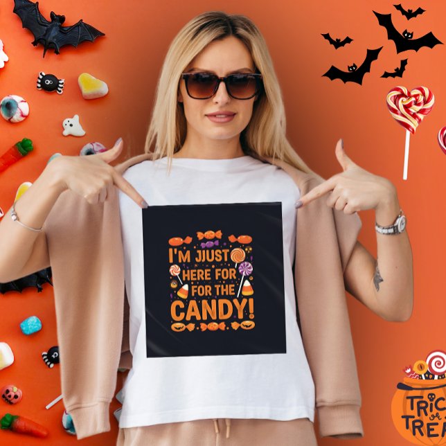 Ich bin nur für die Süßigkeiten hier ! Halloween W T-Shirt (Halloween Matching Family | i'm just here for the candy !)