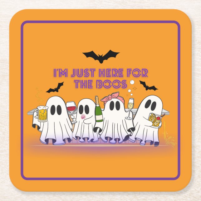 Ich bin nur hier für das Boos-Funny Halloween Rechteckiger Pappuntersetzer (Vorderseite)