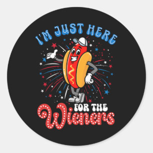 Ich bin nur hier für die Dackeln Firework Hot Dog Runder Aufkleber