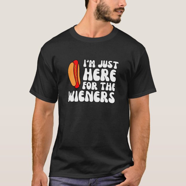 Ich bin nur hier für die Dackeln, Hot Dog Liebhabe T-Shirt (Vorderseite)