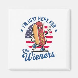 Ich bin nur hier für die Dackeln Patriotic Hot Dog Magnet