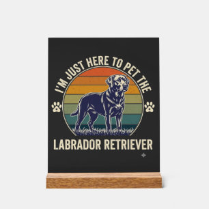 Ich bin nur hier um Labrador Retriever Hund Retro Acrylschild