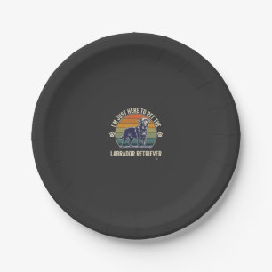 Ich bin nur hier um Labrador Retriever Hund Retro Pappteller