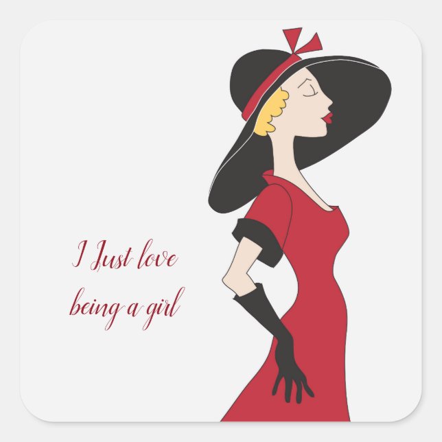 Ich bin nur Liebe ein Mädchen Quadratischer Aufkleber (Vorderseite)