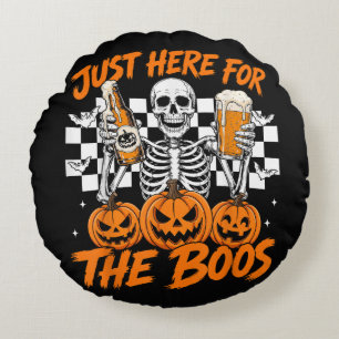 Ich bin nur wegen der Buh-Rufe hier Halloween-Skel Rundes Kissen