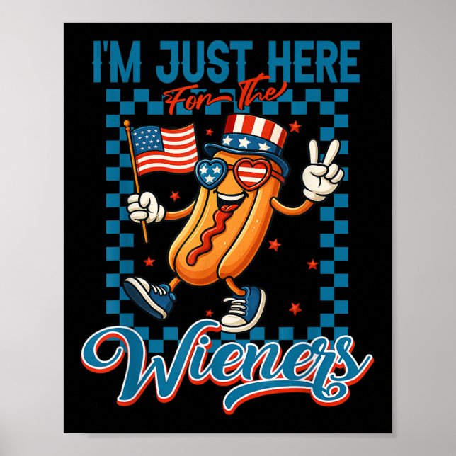 Ich bin nur wegen der Würstchen hier Lustiger 4. J Poster (Vorne)