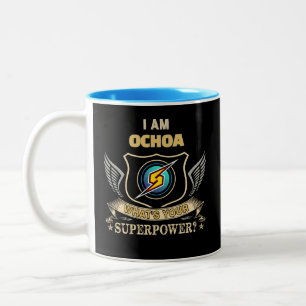 Ich bin OCHOA, was ist dein Superhelden Kraft Zweifarbige Tasse
