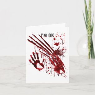 Ich bin Ok Blutige Hand Blutspritzer Handabdruck K Karte